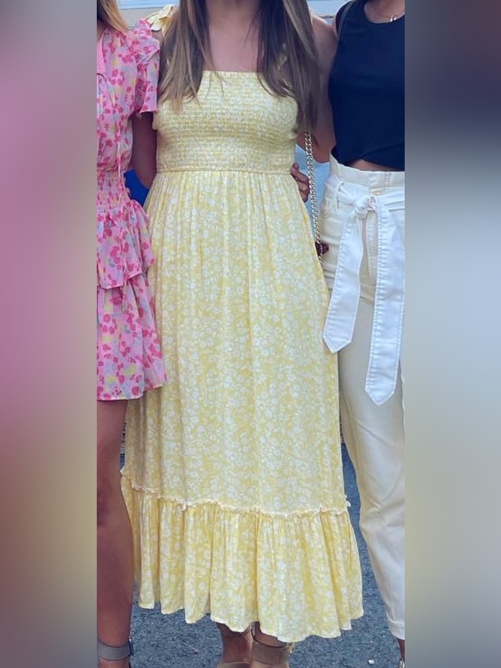 Yellow Floral Smocked Maxi Dress